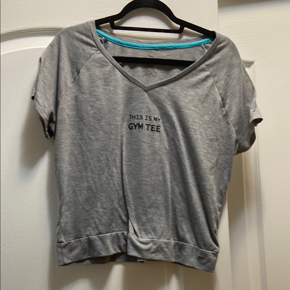 Gray V-Neck Gym Tee